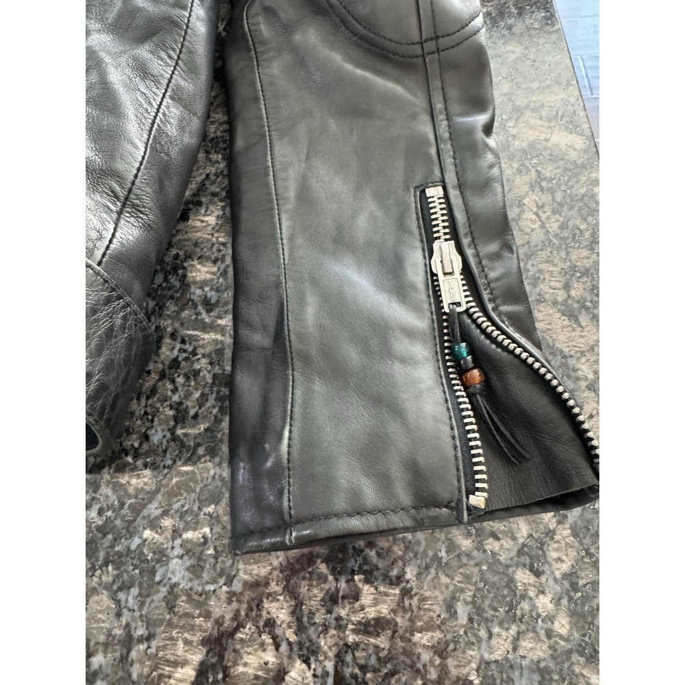 BLK DNM Black Vintage Distressed Perfecto Moto Leather Jacket. Glass Beads Med - Picture 15 of 15